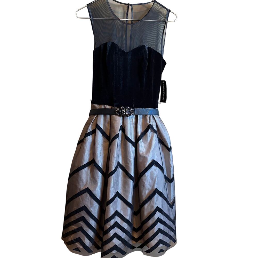 JESSICA HOWARD A-Line Mother Of The Bride Black Tulle Overlay Dress Sz 6 NWT